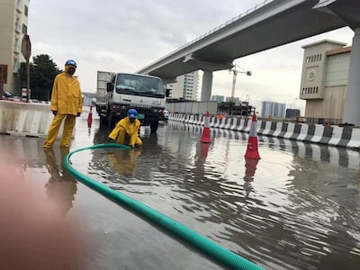 Some roads were left flooded by downpours. Leslie Pableo / The National