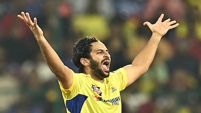 Chennai Super Kings' Shardul Thakur appeals for a wicket. The bowler finished with figures of two for 61 off four over. AFP