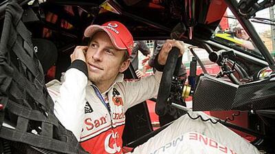 The world champion Jenson Button hopes to have more to smile about on Sunday, after attending a promotional event in Melbourne.