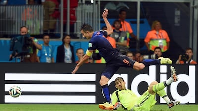 Iker Casillas: Spain v Netherlands, 2014 World Cup: The reigning champions of the world could not have got off to a worse start to their title defence. Iker Casillas was still considered among the top goalkeepers in the world, having led his country to two European Championships, the 2010 World Cup and countless trophies at Real Madrid. However, with a minute to go before half time against Netherlands in their opening group match in Brazil a Casillas error would see the wheels come off Spain’s World Cup hopes spectacular fashion. A heavy touch from Casillas following a routine back pass allowed Robin van Persie to dispossess the Spain legend and score the first of five Dutch goals in a famous win. AFP Photo