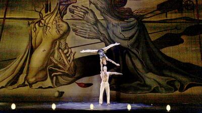 A performance of La Verita against the Salvadore Dali backdrop. Courtesy Compagnia Finzi Pasca