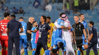 Hilal's players celebrate their 19th Saudi Pro League title. AFP
