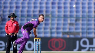 Johan Botha of Hobart Hurricanes bowling.