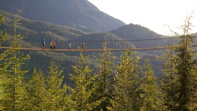The 100-metre-long Sky Pilot Suspension Bridge is one of the more low-octane thrills in Squamish. Photo by Paul Bride