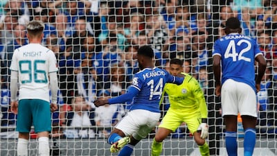 Leicester City's striker Kelechi Iheanacho scores the winner.