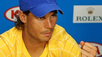 Rafael Nadal speaks during a press conference, ahead of the Australian Open, on Saturday. Rick Rycroft / AP