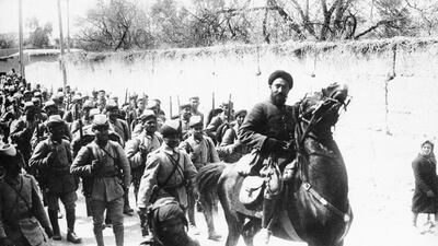 Turkish soldiers at a military review in Damascus, Syria.