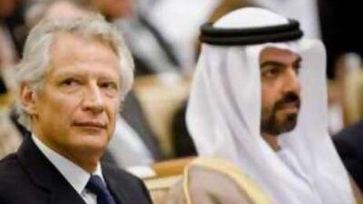Dominique de Villepin and Sheikh Hamed bin Zayed, chief of staff for the Crown Prince, at the conference.