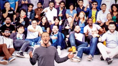 Mark Zuckerberg speaking at the Facebook F8 Conference in San Jose, California last month. Amy Osborne / AFP