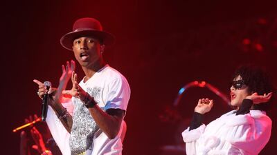 Pharrell Williams performs at the Du Arena on Yas Island. DELORES JOHNSON / The National