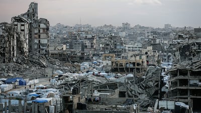 Destroyed buildings in Gaza city. The Board of Peace aims to oversee the postwar stabilisation and reconstruction of the entire Gaza Strip. Bloomberg
