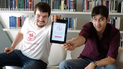 Rafael Harutyunyan, left, and Ashot Mnatsakanyan created the social app Jeltee, to connect people. Delores Johnson / The National