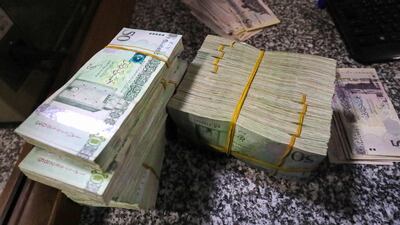 Cash at a bank in Libya's western coastal city of Misrata. The UN held talks with the country's rival powers over the central bank crisis. AFP