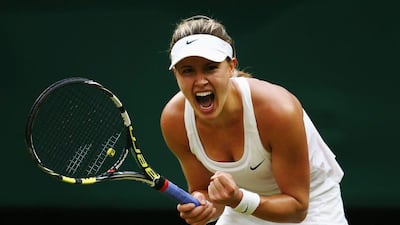 Eugenie Bouchard celebrates after winning her singles match on Monday against Alize Cornet at the 2014 Wimbledon Championships. Clive Brunskill / Getty Images / June 30, 2014