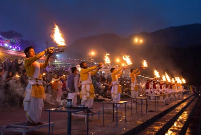 Ganga Aarti at Triveni Ghat, Rishikesh, Uttarakhand, India. Getty Images