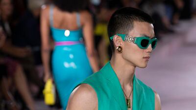 A look from Versace's spring/summer 2022 presentation in Milan. EPA