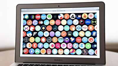 Apple Watch apps are displayed during the Apple Worldwide Developers Conference seen on a laptop computer in Arlington, Virginia, U.S. Bloomberg