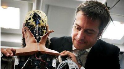Dr Nikolaos Mavridis, creator of Ibn Sina, above, is trying to instil empathy in the robot.