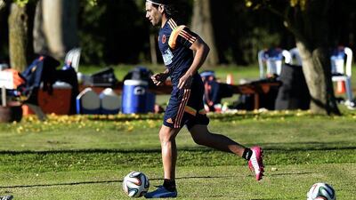 Colombia striker Radamel Falcao shown training as he attempts to recover from surgery on a ruptured cruciate ligament in January. Daniel Garcia / AFP / May 28, 2014
