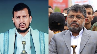 Sources say senior Houthis such as Abdul Malik Al Houthi, left, and Mohammed Al Houthi, are in no danger. EPA / AFP