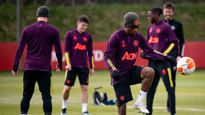 Manchester United train for the Europa League at the Aon Training Complex. Getty
