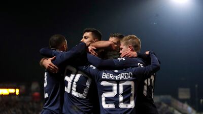 Manchester City's Bernardo Silva celebrates scoring their first goal in the 4-1 FA Cup victory against Swindon. Reuters