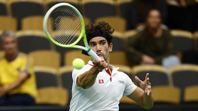 Tunisia's Moez Echargui during a Davis Cup match against Sweden in Partille. AFP