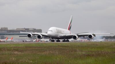 An Emirates A380 at Gatwick International Airport. The last of the airline's A380s on order is due for delivery in November 2021. Photo: Gatwick Airport Limited