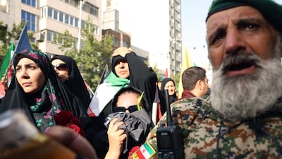 A funeral ceremony for Iranian IRGC generals and scientists who were killed in recent Israeli air strikes, held in Tehran, in June. EPA