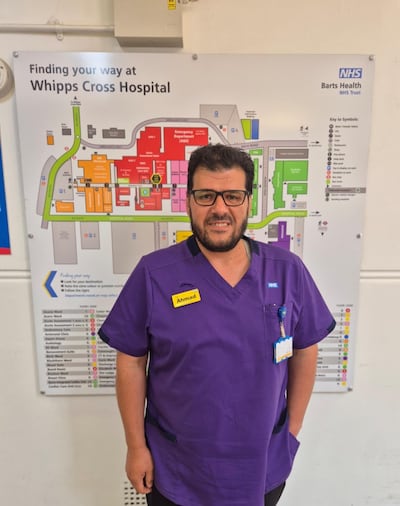 British Palestinian nurse Ahmad Baker has worked at Whipps Cross Hospital in east London for 25 years