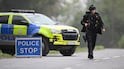 A police checkpoint near the UK's Fairford airbase on Sunday, after authorities declared a major incident. Getty Images