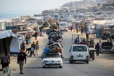 Palestinians leave Gaza city with their belongings as they head towards the southern areas of the Gaza Strip on Wednesday. AFP
