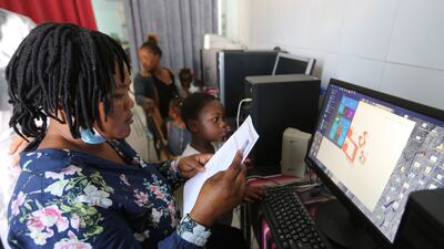 Migrant women learn how to use a computer at a centre run by the Organisation for the Support of Migrants, in the southern Tunisian city of Medenine. It is a rare, locally driven opportunity for migrants to better themselves and integrate in a wider North Africa region that is often far from welcoming.