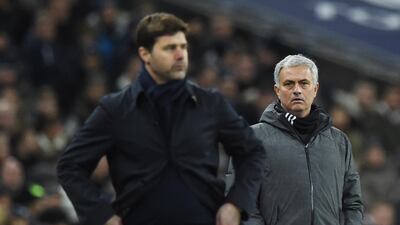 Jose Mourinho (R) and Mauricio Pochettino. AFP