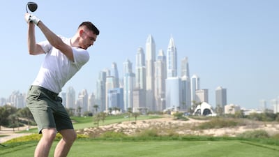 Andrew Robertson of Liverpool and Scotland plays in the pro am ahead of the Slync.io Dubai Desert Classic at Emirates Golf Club on January 25, 2022 in Dubai. Getty Images