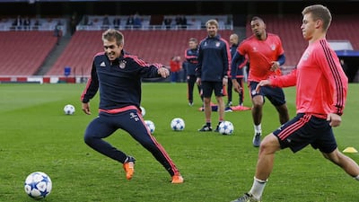 Bayern Munich’s Philipp Lahm during training. Reuters / Peter Cziborra