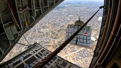 Aid is dropped in Gaza in a French-German mission, part of an international air bridge operation. AFP