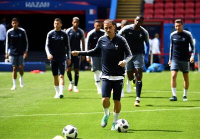 France's forward Antoine Griezmann takes part in a training session at the Kazan Arena ahead of their match against Australia. Franck Fife / AFP