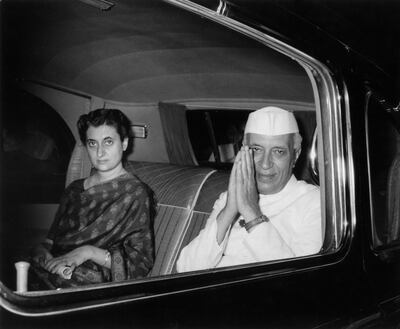 Jawaharlal Nehru, right, and his daughter Indira, left, both became prime ministers of India and presided over the Congress party. Getty