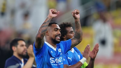 Al Hilal forward Malcom celebrates at full-time following the team's victory over Al Ittihad. Getty Images