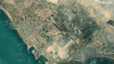 The earthquakes were recorded 10km south of Iran's Bushehr nuclear power plant, pictured. AFP Photo / Satellite image