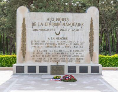 The memorial to the French-Moroccan division at Vimy Ridge, northern France. David Crossland / The National
