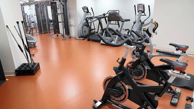 Gym for the performers at the La Perle in Al Habtoor City in Dubai. Pawan Singh / The National