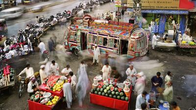 As part of his Metropolis series, which will be showcased at East Wing in Dubai, Dutch photographer Martin Roemers shoots megacities to capture their development. Pictured here: The New M A Jinnah Road, Saddar Town, Karachi, Pakistan. Courtesy Martin Roemers