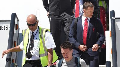 Jurgen Klopp gets off the plane that brought Liverpool to Madrid. PA Sport