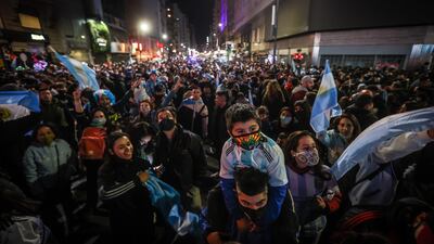 Fans celebrate in Buenos Aires after Argentina won the Copa America with a 1-0 victory over arch rivals Brazil.