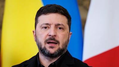 Mr Zelenskyy speaks during the talks, which are aimed at ending Russia’s war in Ukraine. EPA