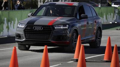 An driverless car is demonstrated at the CES trade show in Las Vegas. John Locher / AP