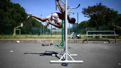 People exercises in Paris, as France eases lockdown measures taken to curb the spread of the COVID-19 disease. AFP