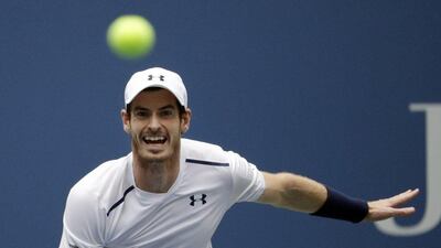 Andy Murray, of the United Kingdom, returns a shot to Paolo Lorenzi, of Italy, during the third round of the US Open tennis tournament, Saturday, September 3, 2016, in New York. Julio Cortez / AP Photo